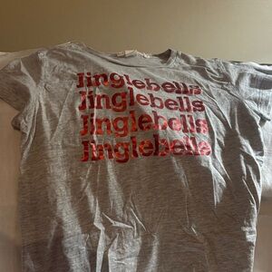 Gray T-Shirt with Red Jingle Bells Print